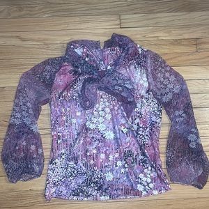 Vintage Floral Bow Blouse